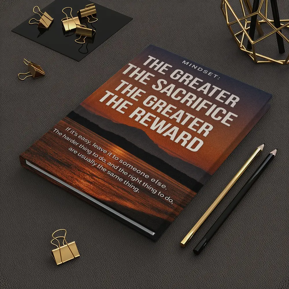 Sacrifice Reward Mindset Motivational Sunset Quote – Notebooks