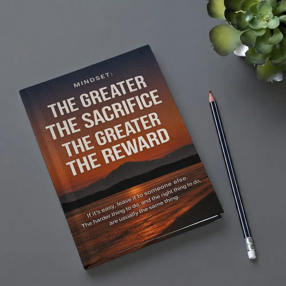 Sacrifice Reward Mindset Motivational Sunset Quote – Notebooks