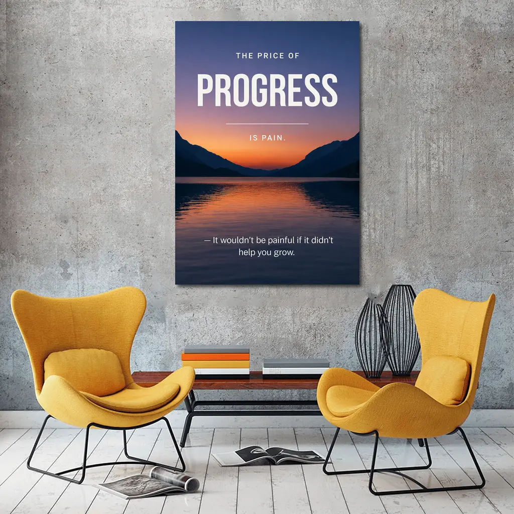 Price of Progress Is Pain Motivational Quote – Wall Art