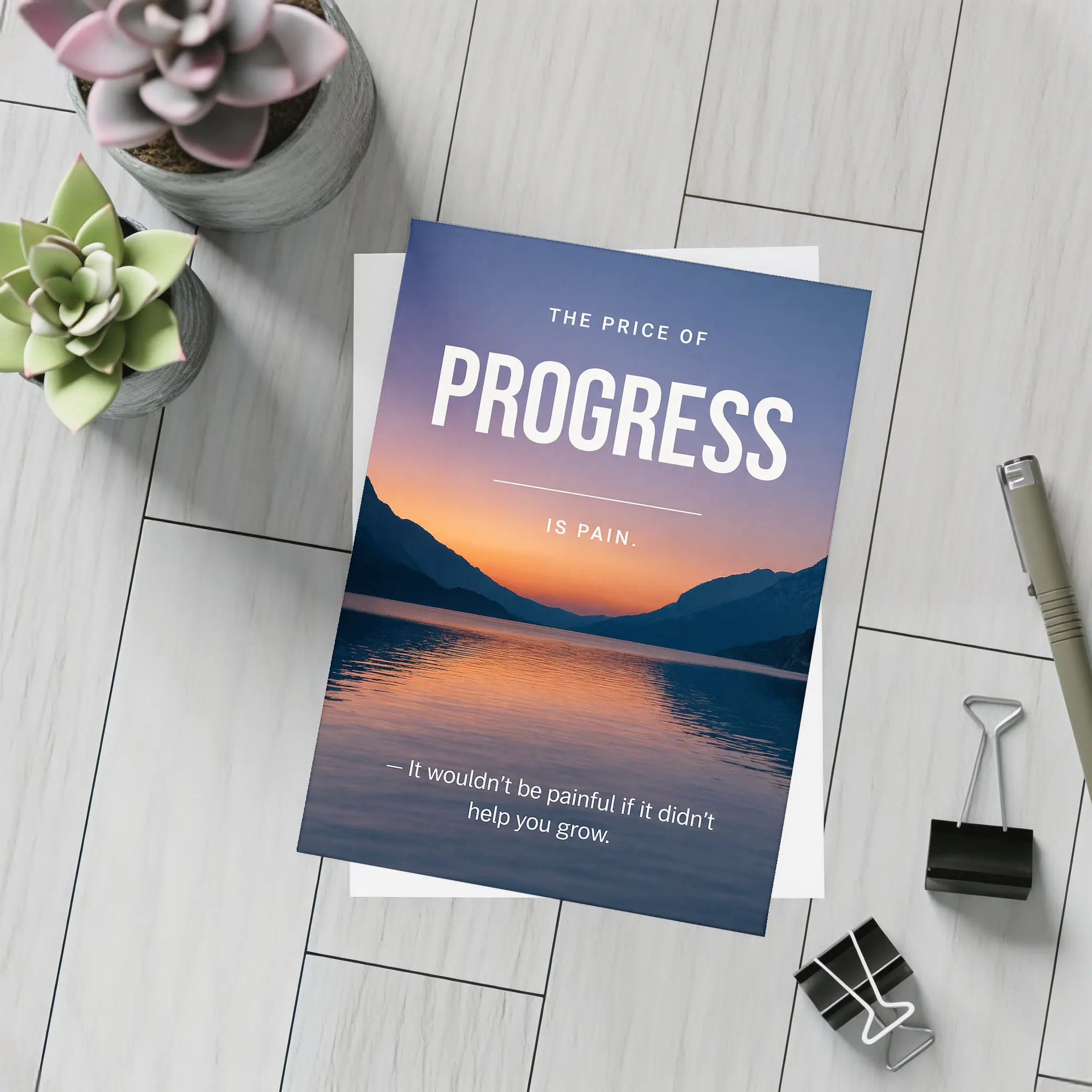 Price of Progress Is Pain Motivational Quote – Postcards