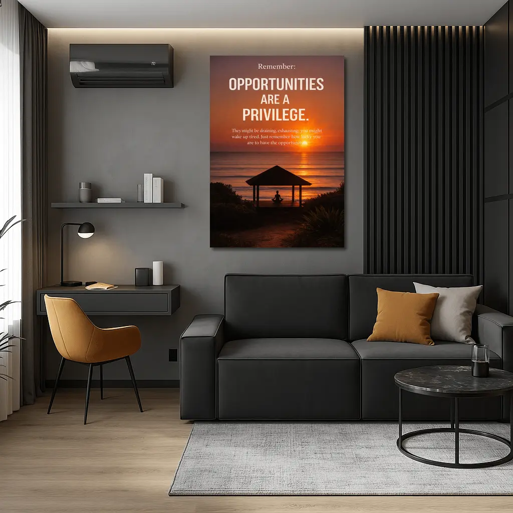 Opportunities Are Privilege Motivational Sunset Quote – Wall Art
