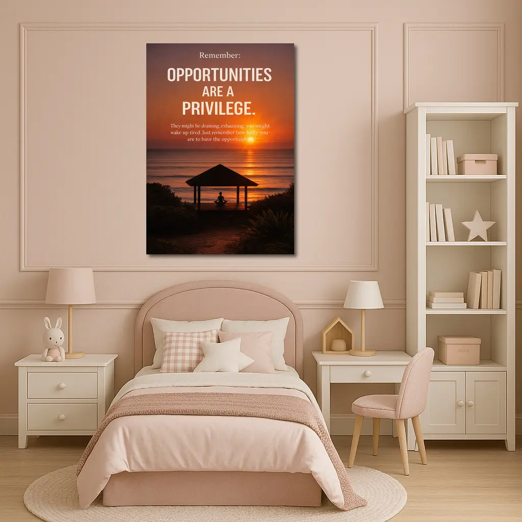 Opportunities Are Privilege Motivational Sunset Quote – Wall Art