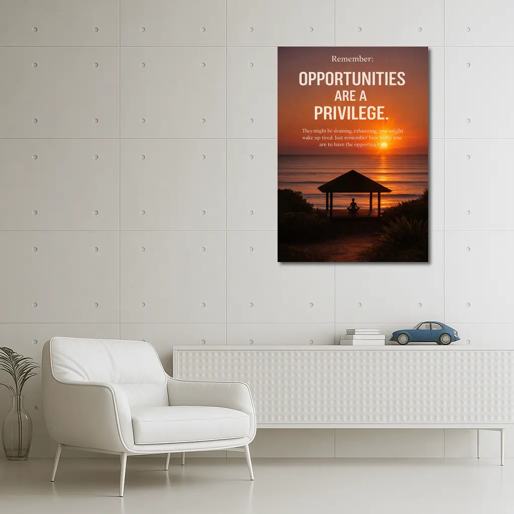 Opportunities Are Privilege Motivational Sunset Quote – Wall Art