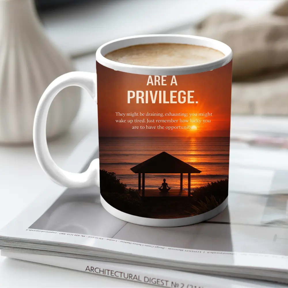 Opportunities Are Privilege Motivational Sunset Quote – Mugs