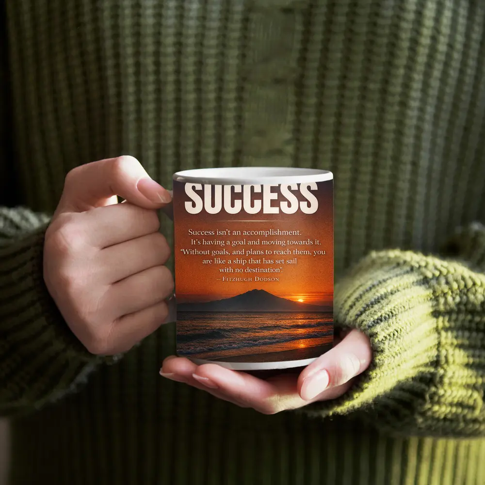 Road To Success Motivational Sunset Beach Quote – Mugs