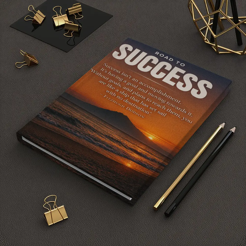 Road To Success Motivational Sunset Beach Quote – Notebooks