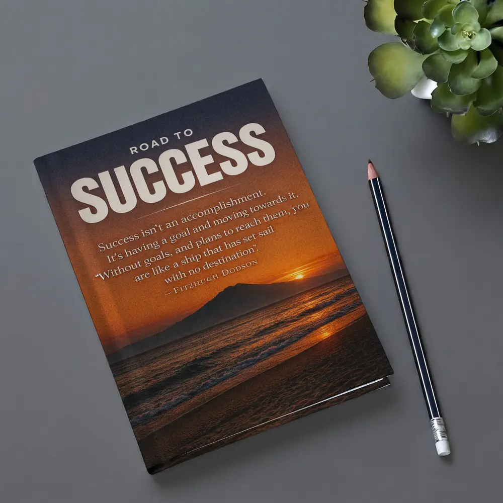 Road To Success Motivational Sunset Beach Quote – Notebooks