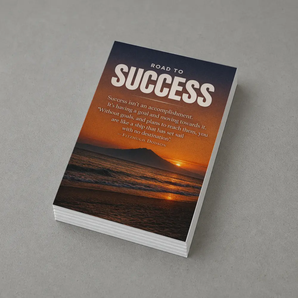 Road To Success Motivational Sunset Beach Quote – Postcards