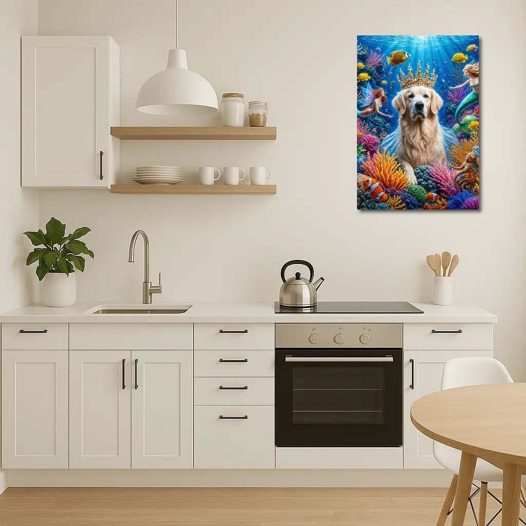 Golden Retriever King Underwater Mermaid Fantasy – Wall Art