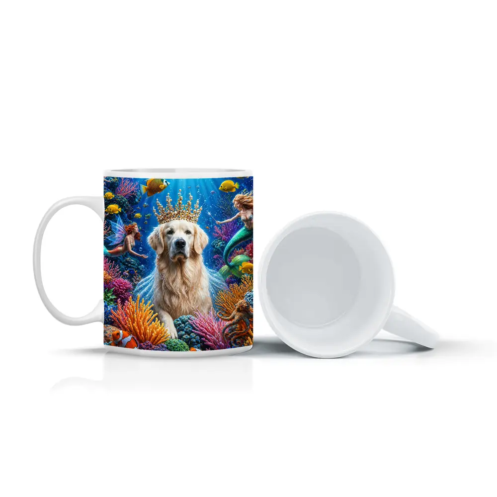 Golden Retriever King Underwater Mermaid Fantasy – Mugs