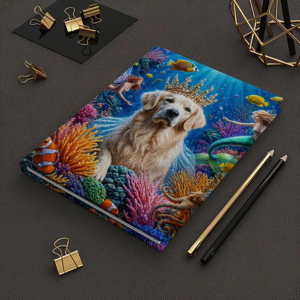 Golden Retriever King Underwater Mermaid Fantasy – Notebooks