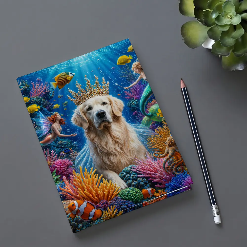 Golden Retriever King Underwater Mermaid Fantasy – Notebooks