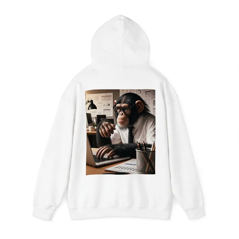 Chimpanzee Working At Office Desk – Hoodies