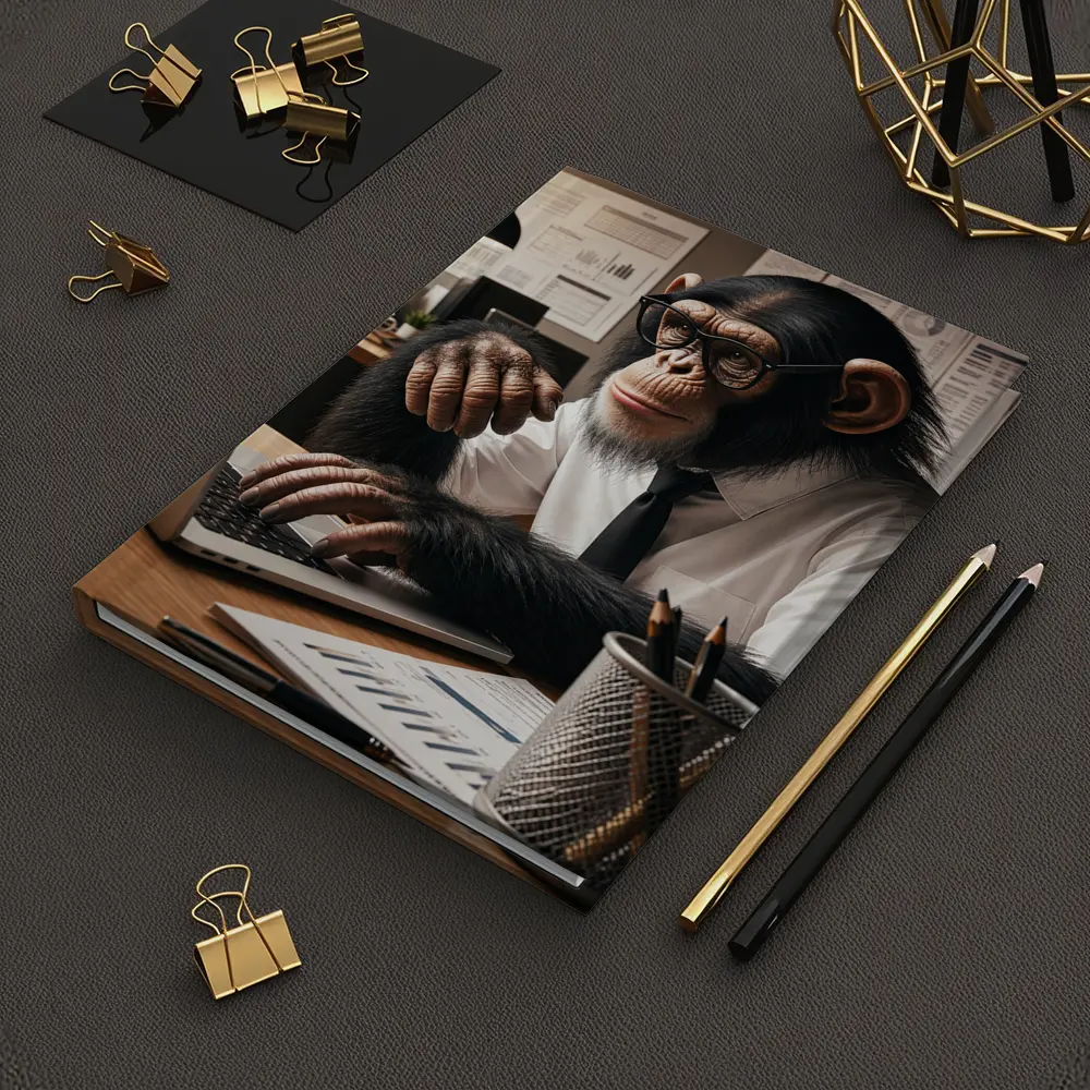 Chimpanzee Working At Office Desk – Notebooks