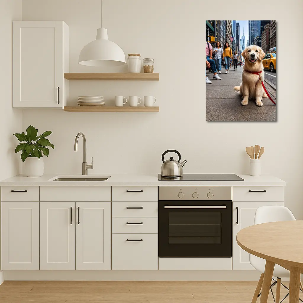 Golden Retriever Puppy Sitting New York City Street – Wall Art