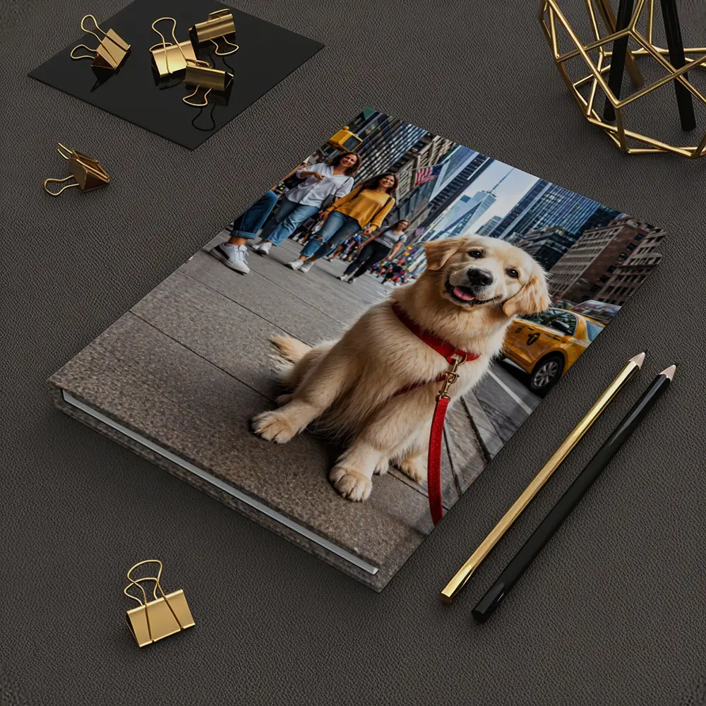 Golden Retriever Puppy Sitting New York City Street – Notebooks