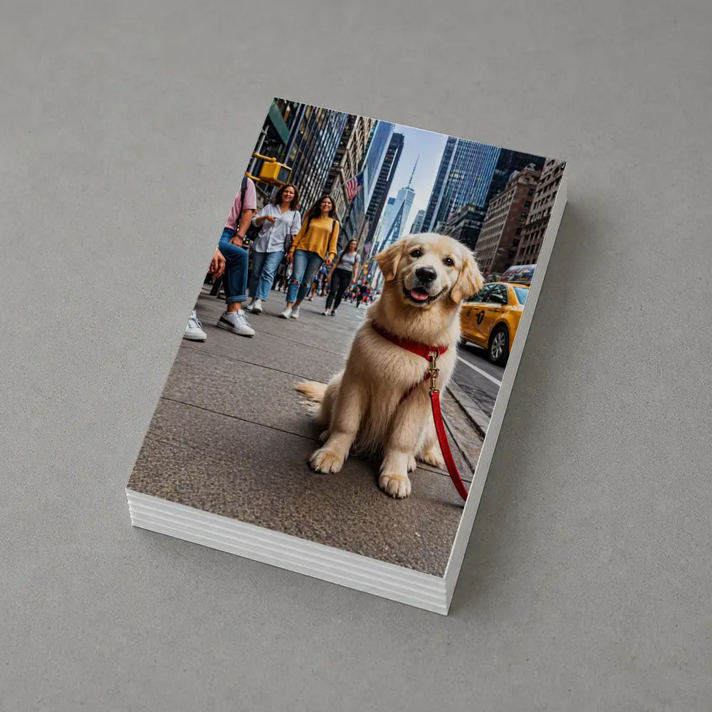 Golden Retriever Puppy Sitting New York City Street – Postcards