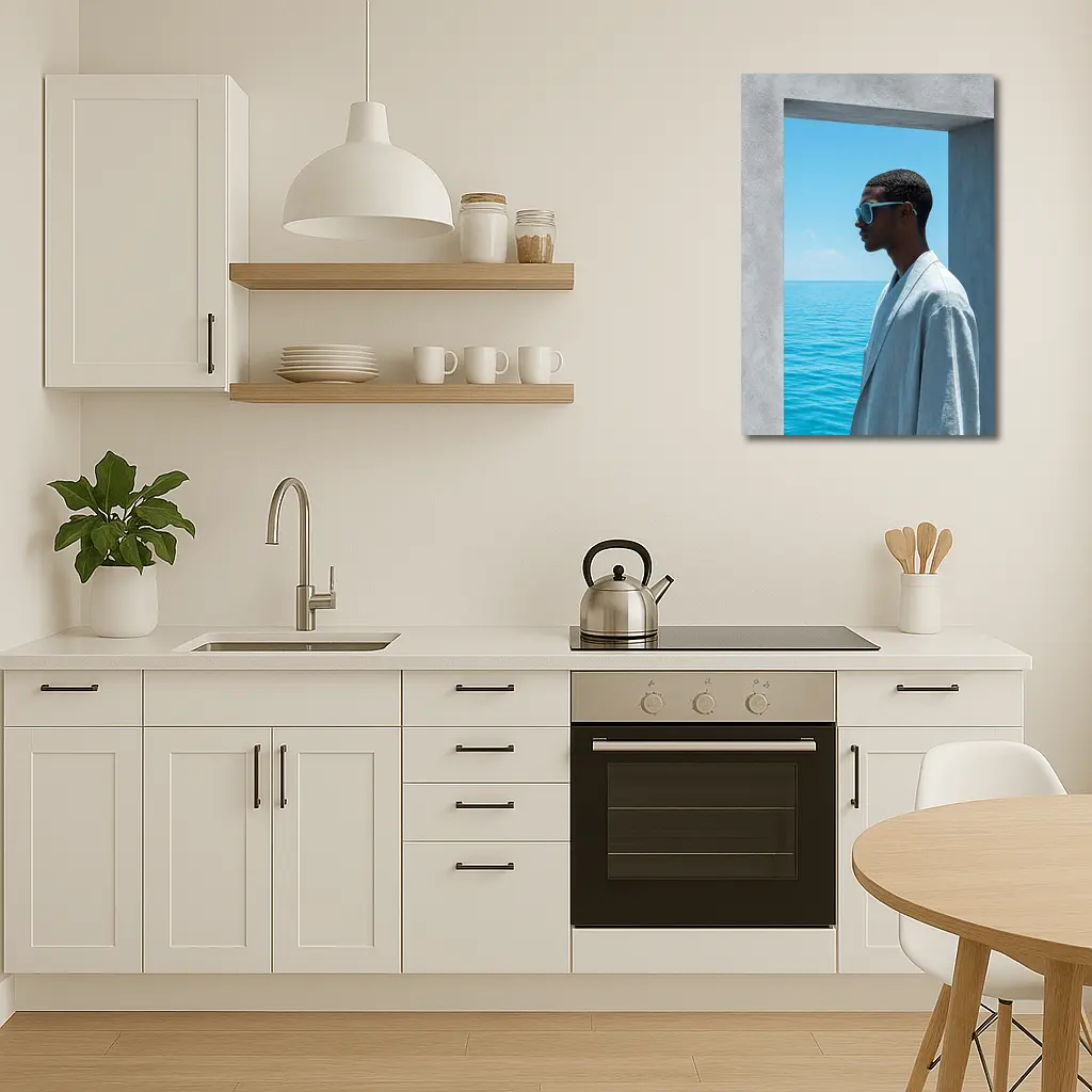 Man in Sunglasses by Ocean Doorway – Wall Art