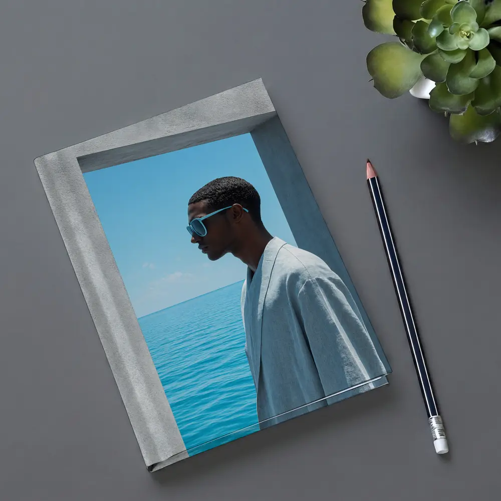 Man in Sunglasses by Ocean Doorway – Notebooks