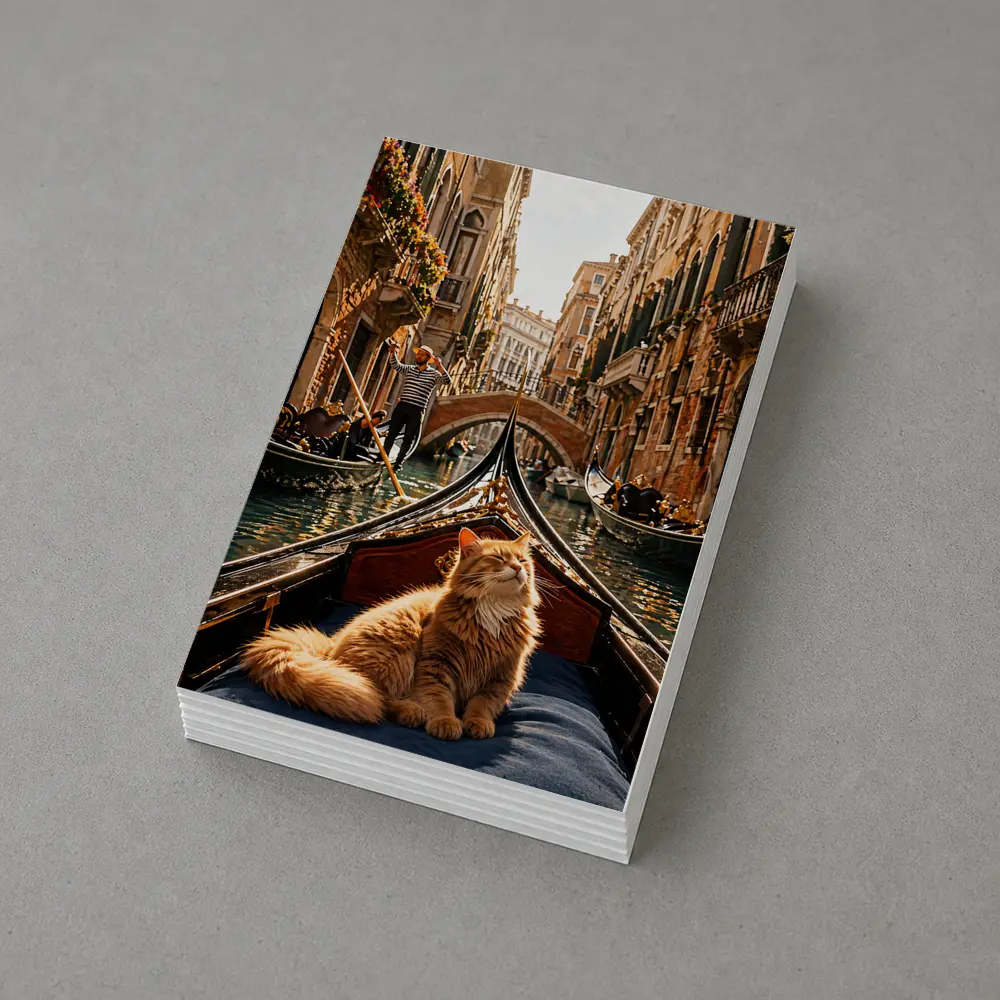 Ginger Cat Riding Gondola Venice Canal – Postcards