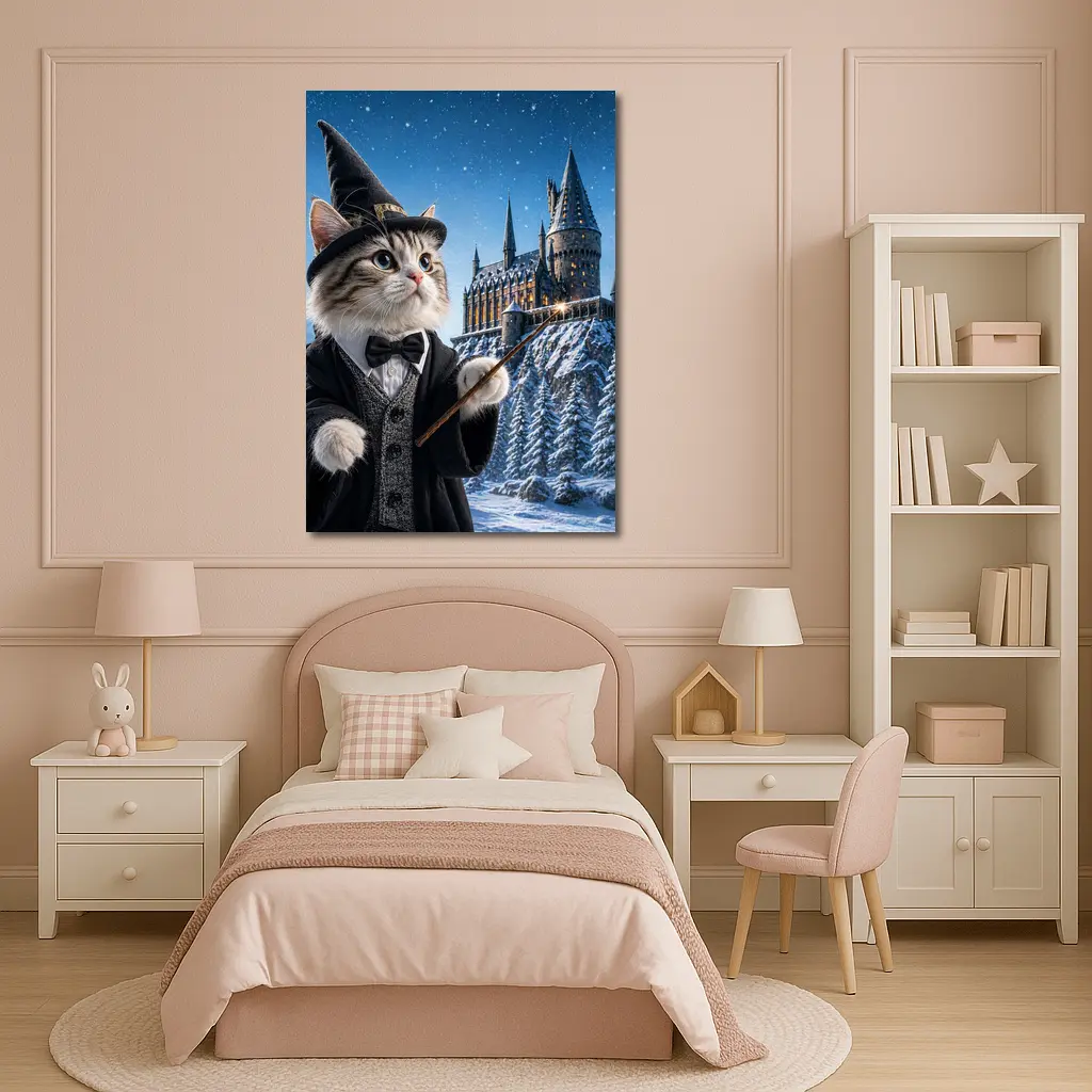 Wizard Cat Harry Potter Style Magic Castle – Wall Art