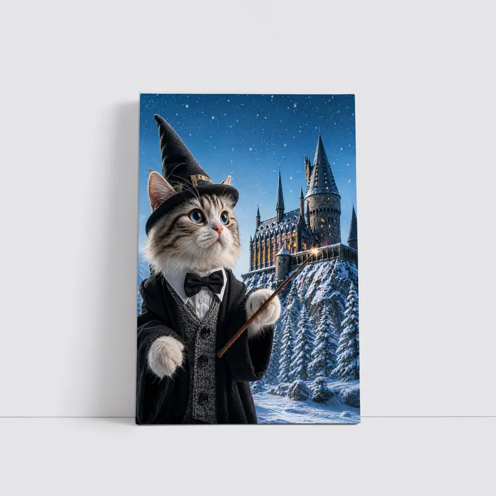 Wizard Cat Harry Potter Style Magic Castle – Wall Art