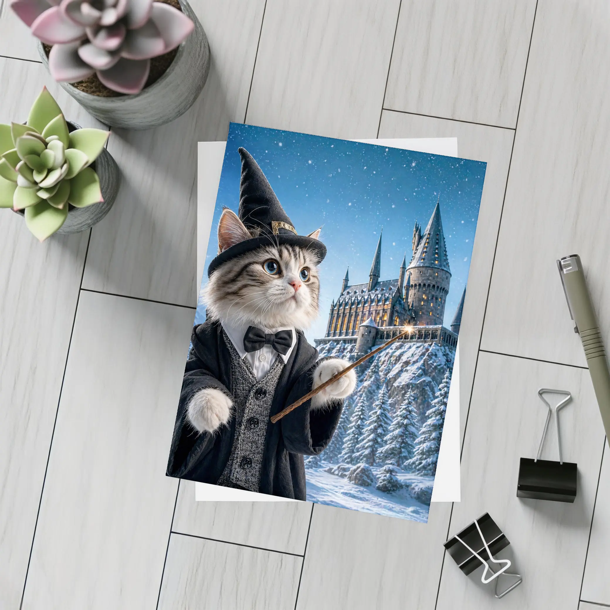 Wizard Cat Harry Potter Style Magic Castle – Postcards