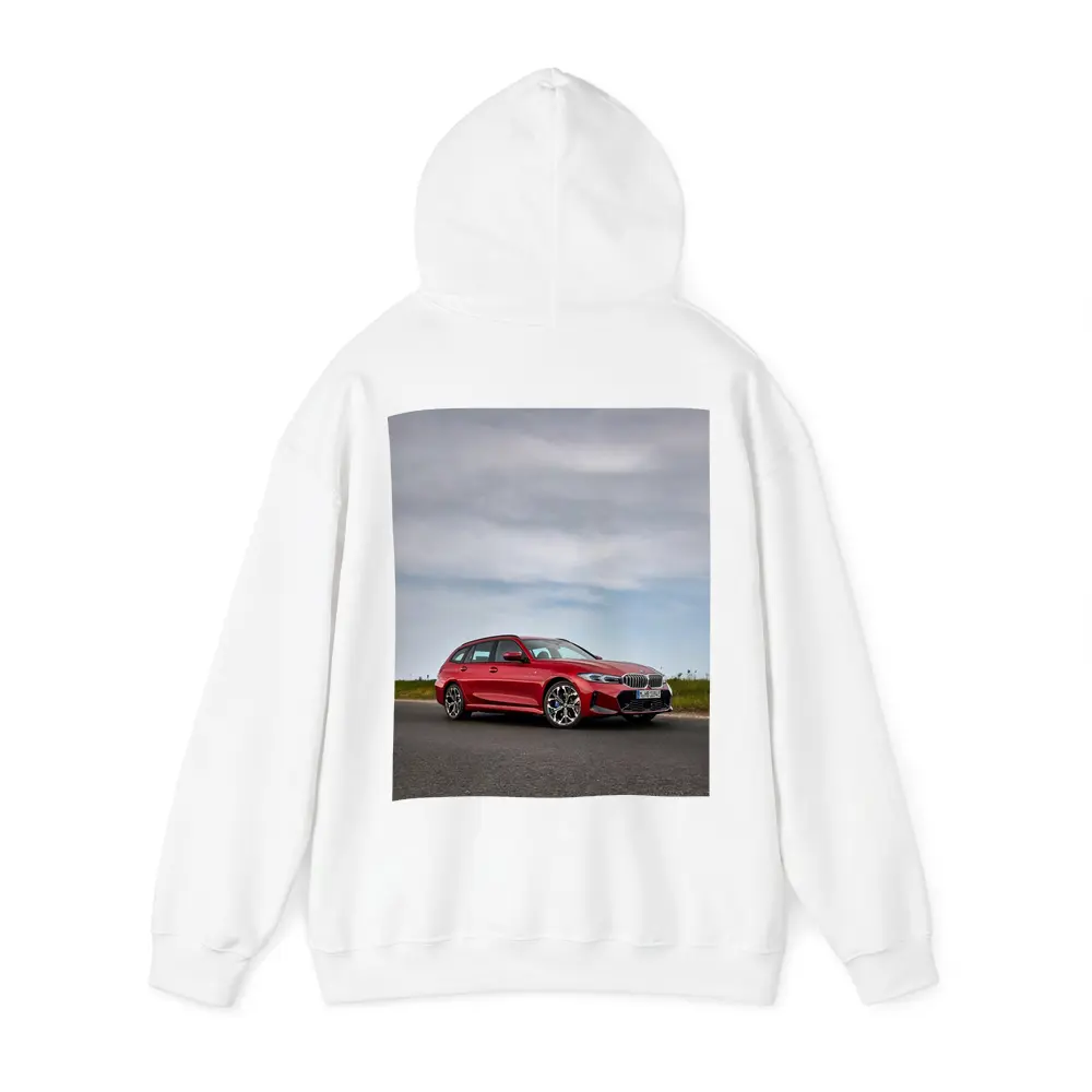 BMW 3 Series Touring Red on Open Road – Hoodies
