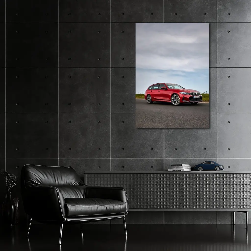 BMW 3 Series Touring Red on Open Road – Wall Art