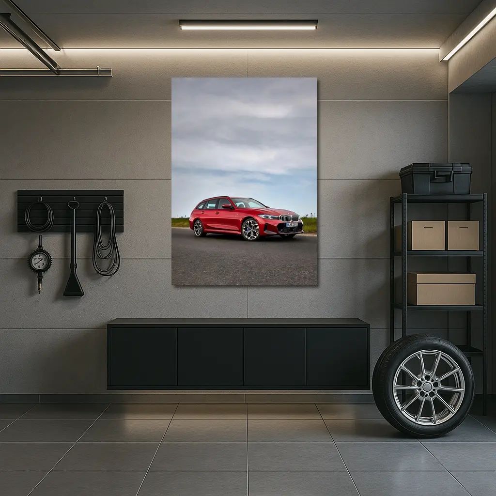 BMW 3 Series Touring Red on Open Road – Wall Art