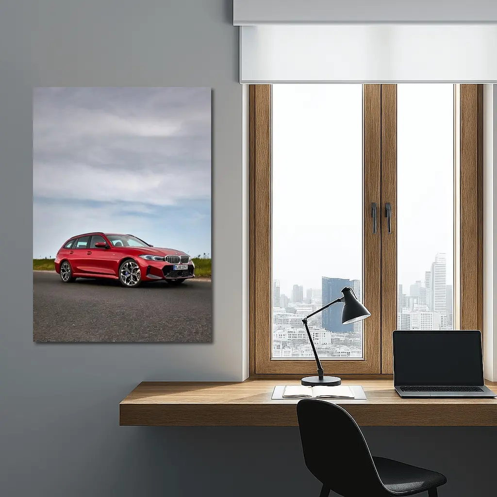 BMW 3 Series Touring Red on Open Road – Wall Art
