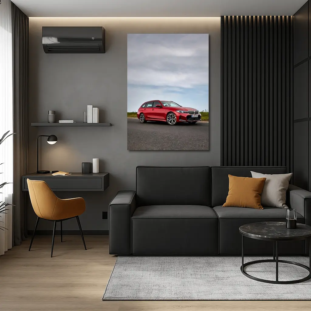 BMW 3 Series Touring Red on Open Road – Wall Art