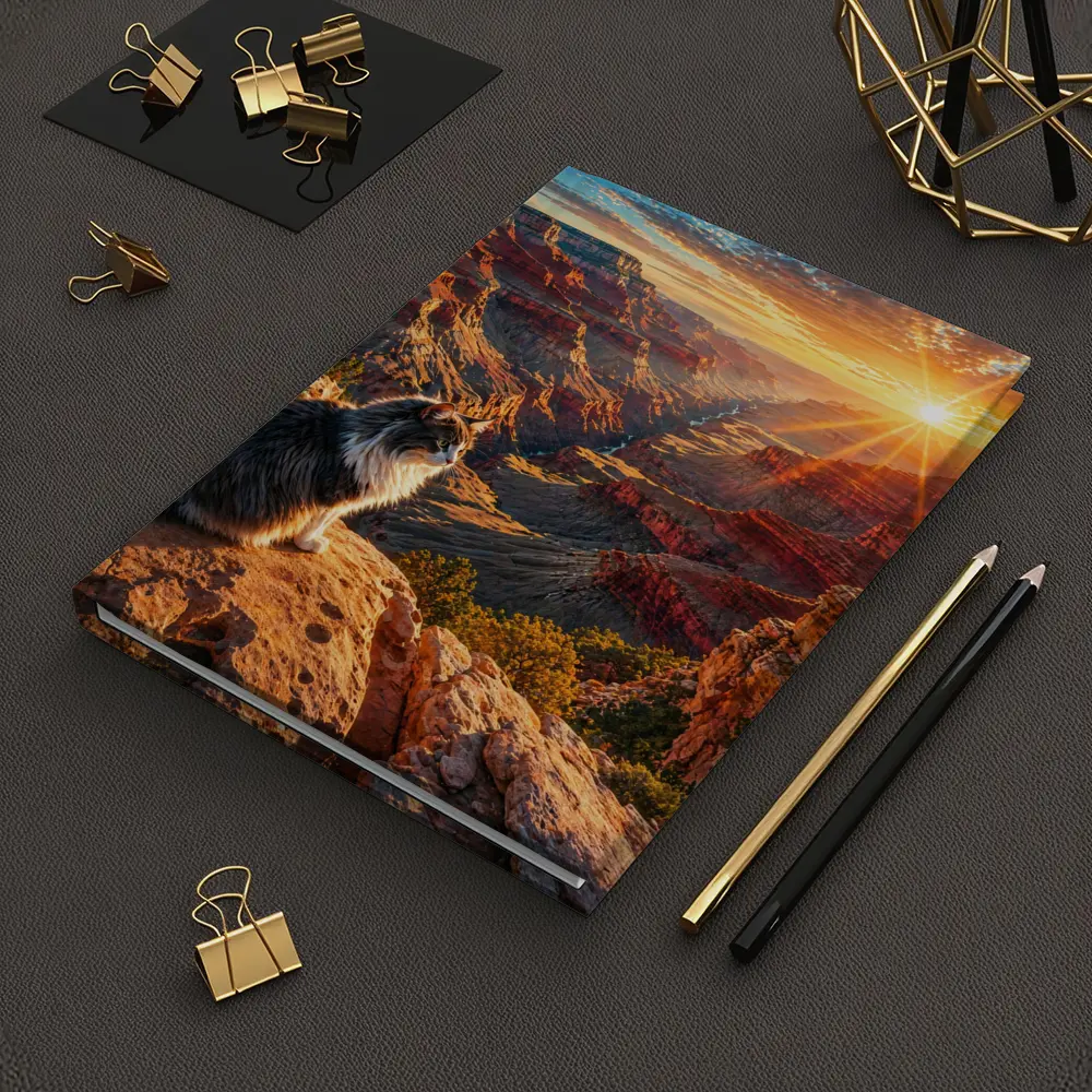 Cat Sitting At Grand Canyon Sunset View – Notebooks