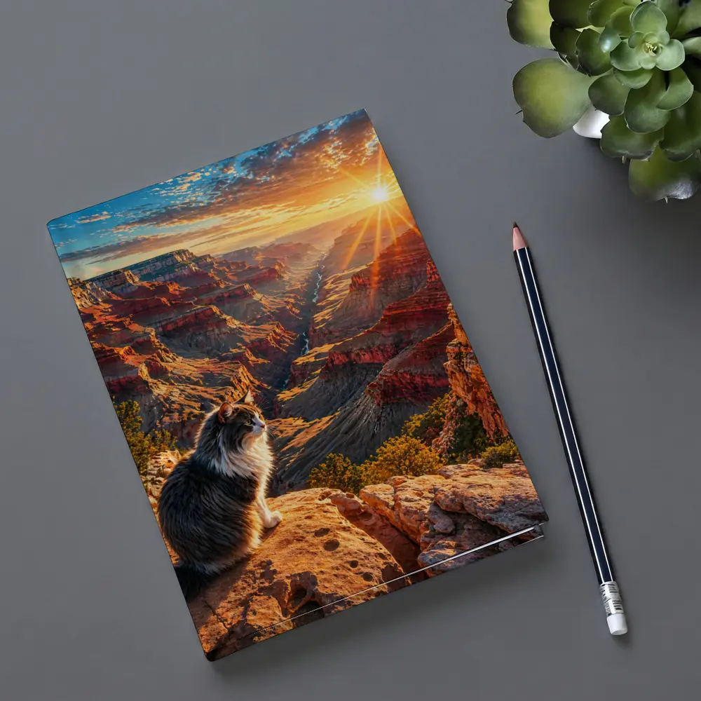 Cat Sitting At Grand Canyon Sunset View – Notebooks