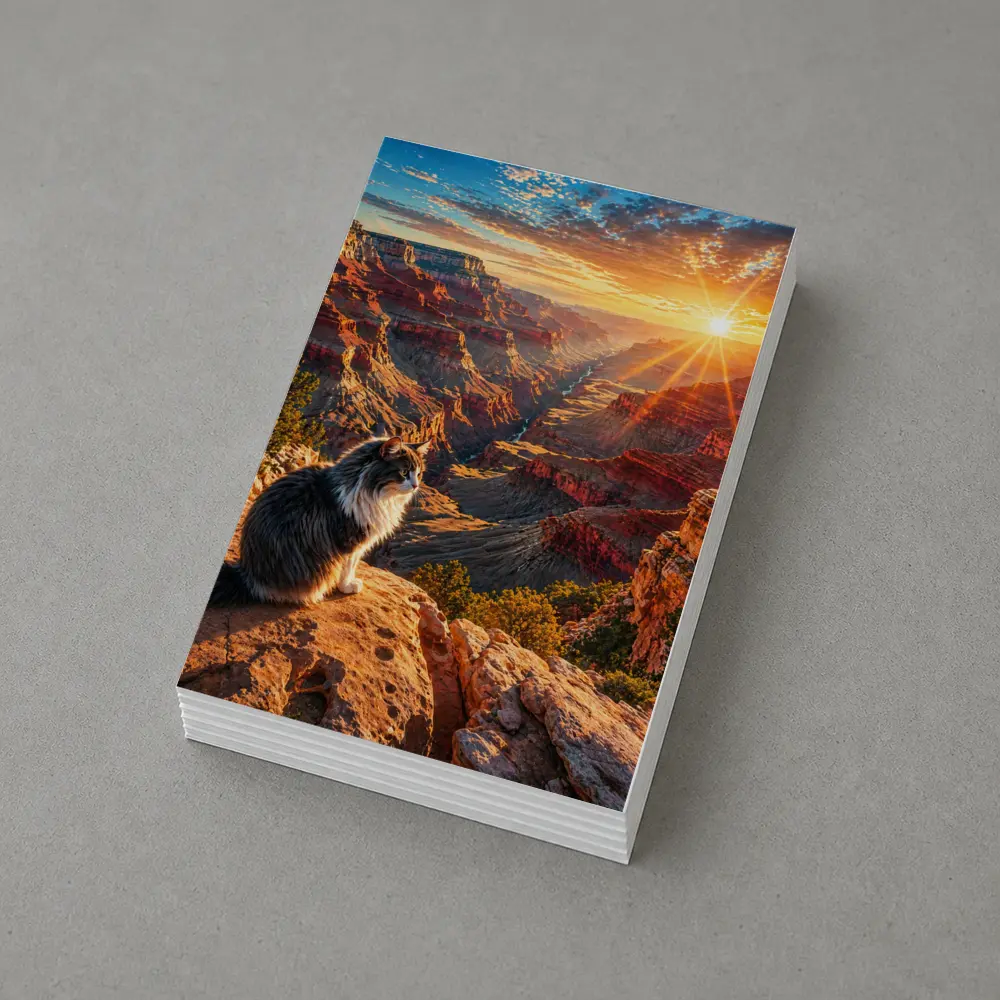Cat Sitting At Grand Canyon Sunset View – Postcards