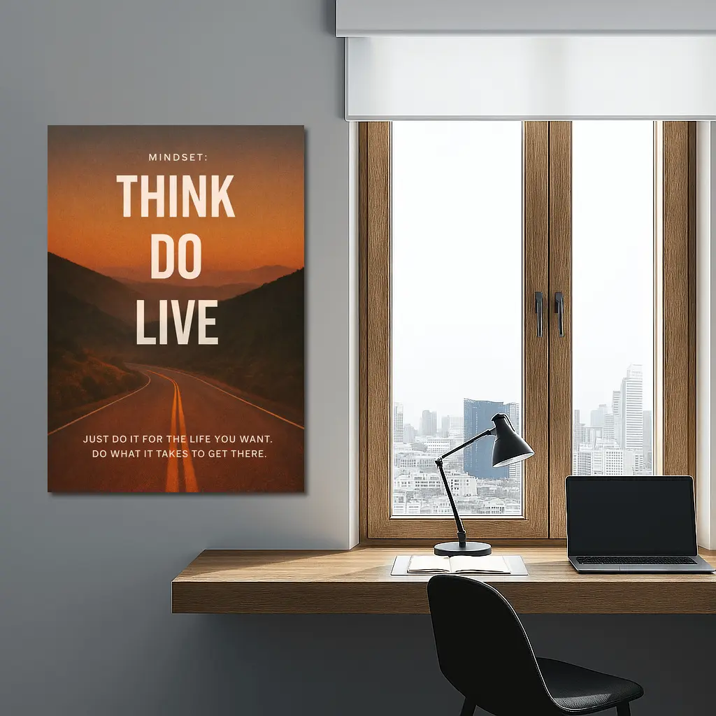 Mindset Think Do Live Road Motivational – Wall Art