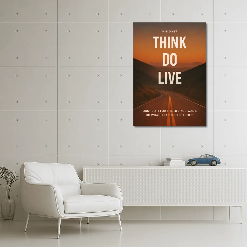 Mindset Think Do Live Road Motivational – Wall Art