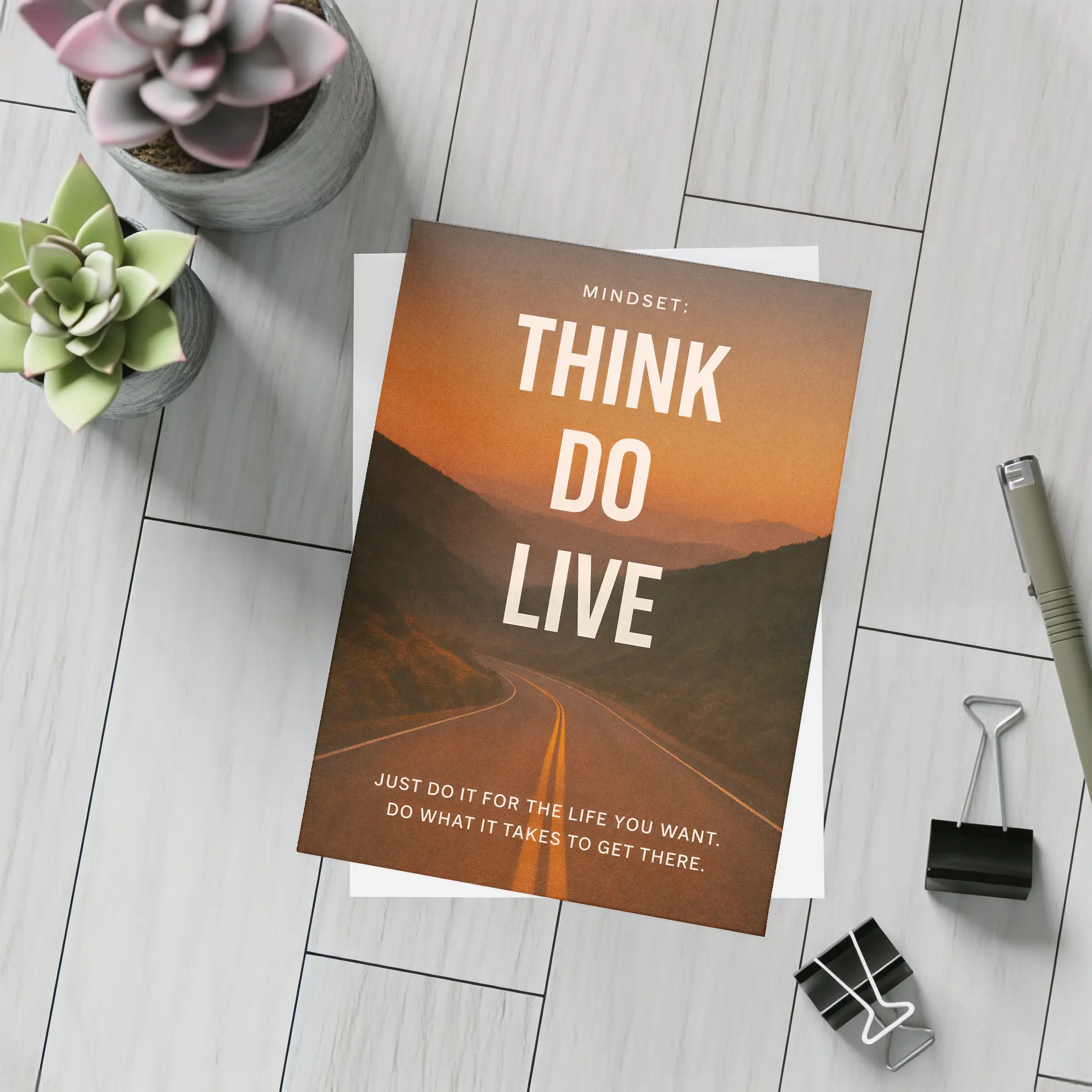 Mindset Think Do Live Road Motivational – Postcards