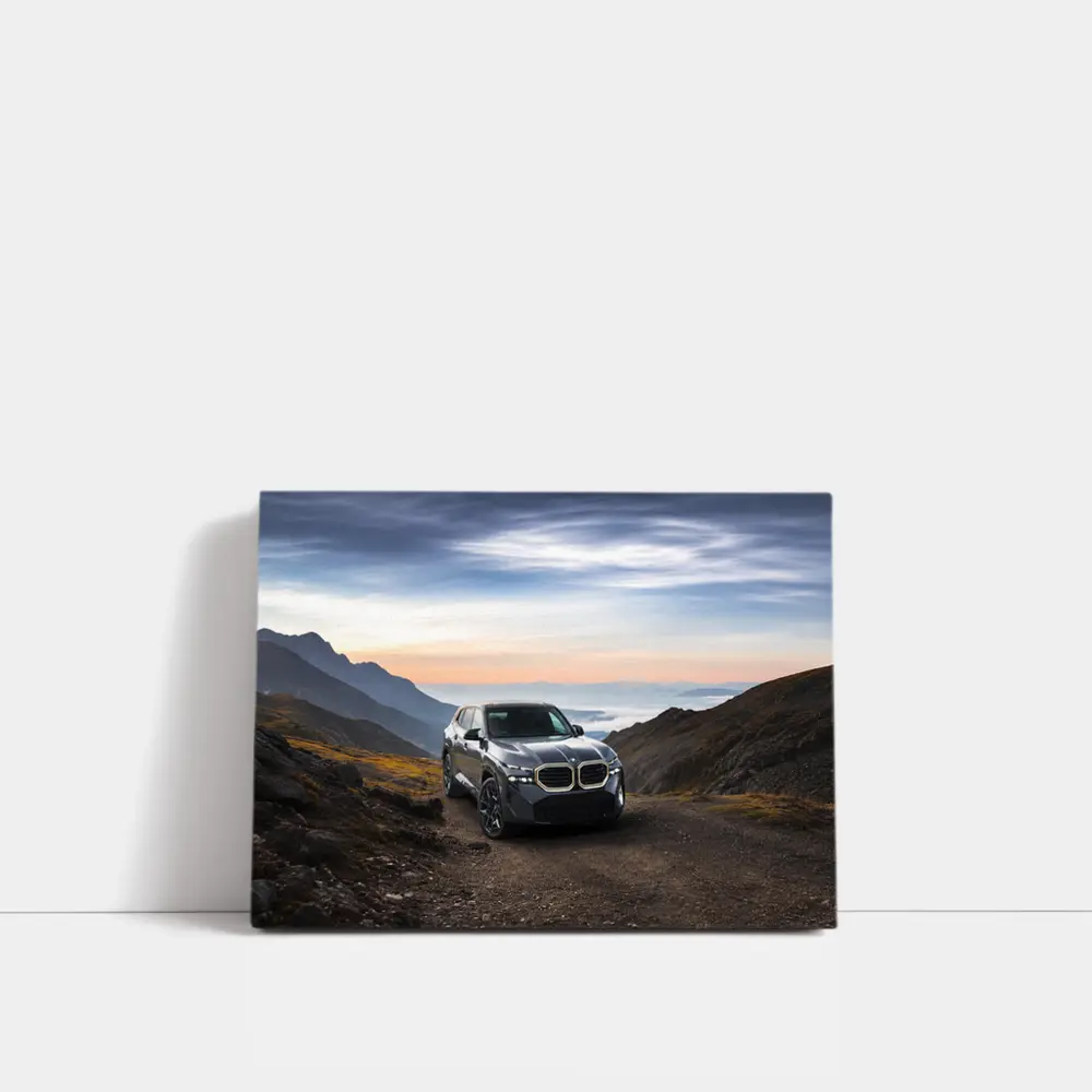 BMW XM SUV Mountain Road Dramatic Sky – Wall Art