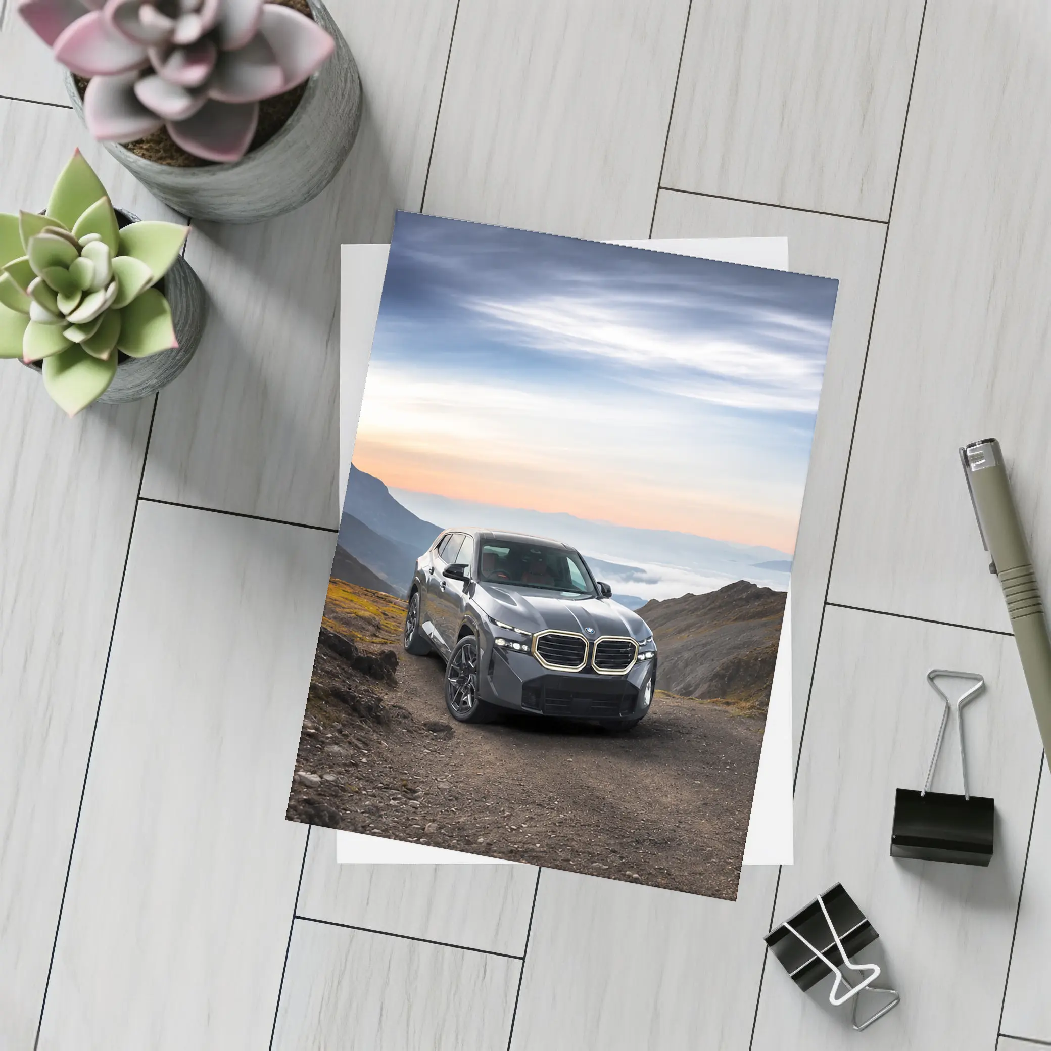 BMW XM SUV Mountain Road Dramatic Sky – Postcards