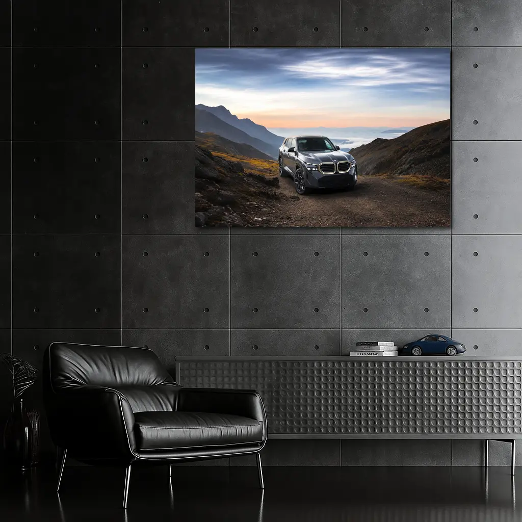 BMW XM SUV Mountain Road Dramatic Sky – Wall Art