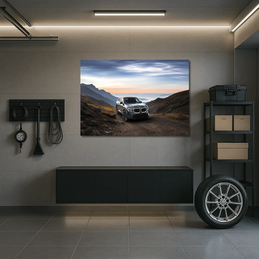 BMW XM SUV Mountain Road Dramatic Sky – Wall Art