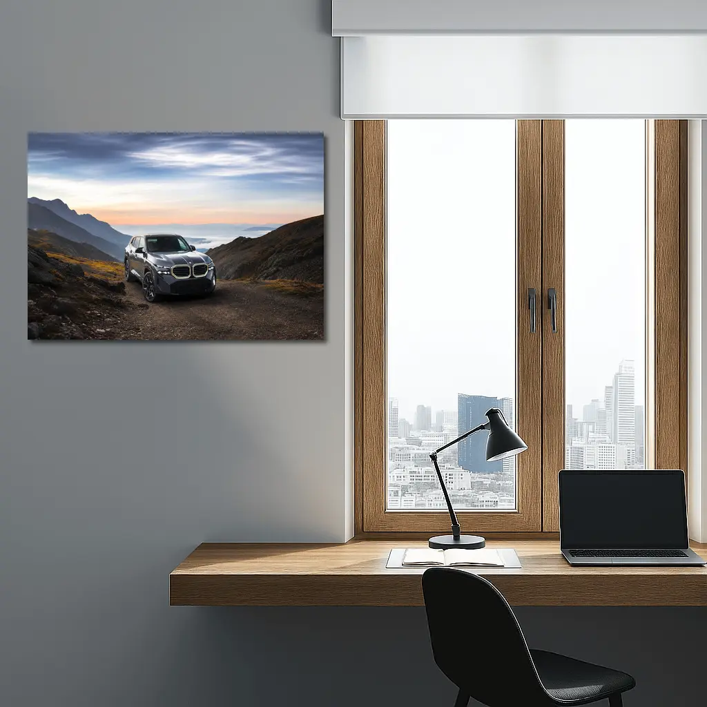 BMW XM SUV Mountain Road Dramatic Sky – Wall Art