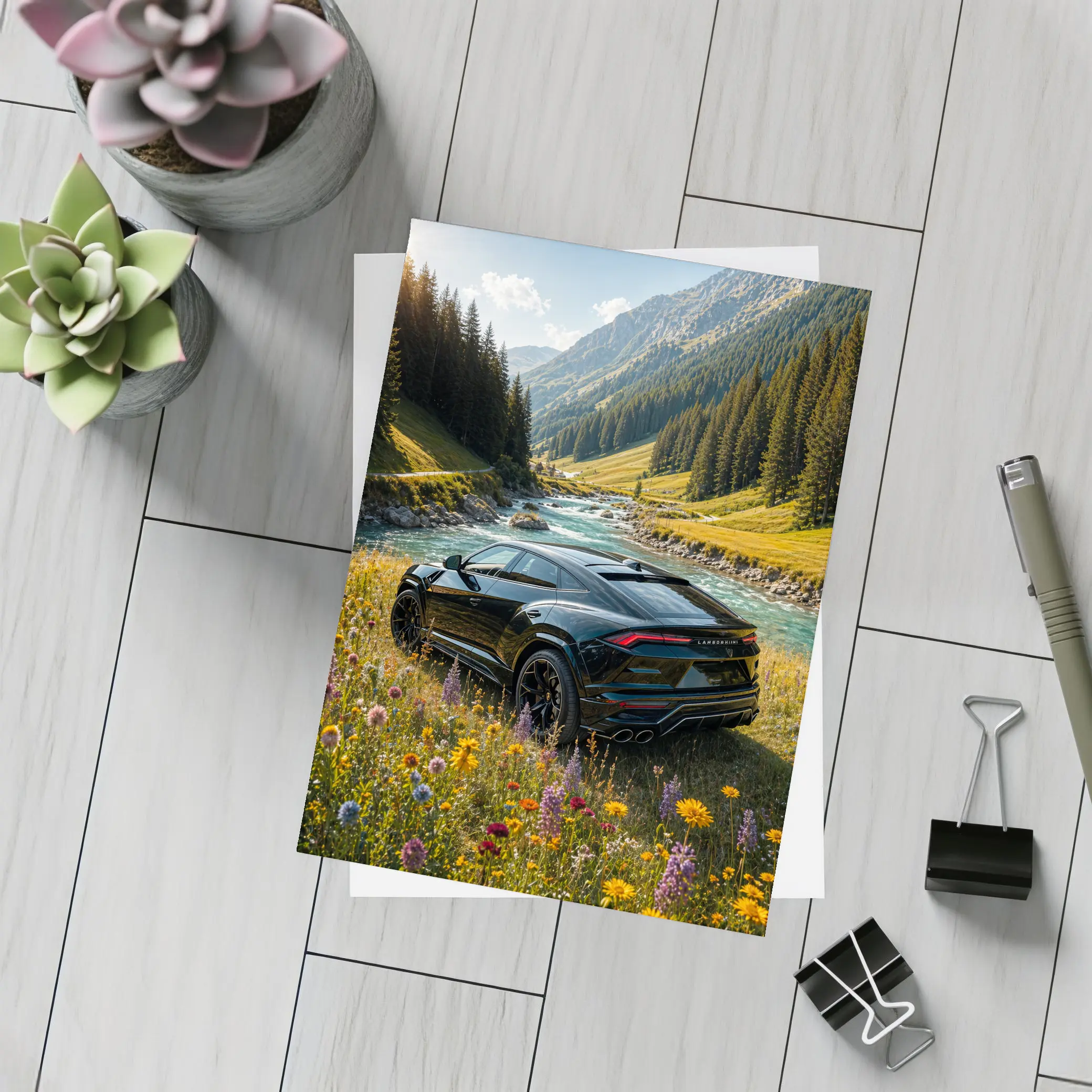 Lamborghini Urus Black SUV Mountain Valley – Postcards