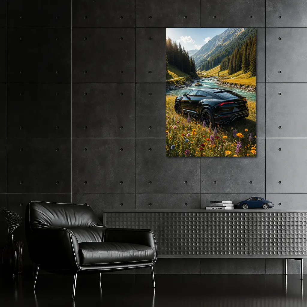 Lamborghini Urus Black SUV Mountain Valley – Wall Art
