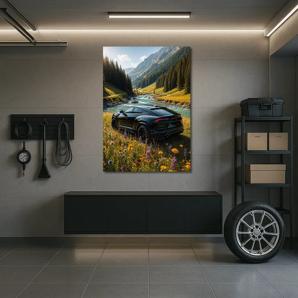 Lamborghini Urus Black SUV Mountain Valley – Wall Art
