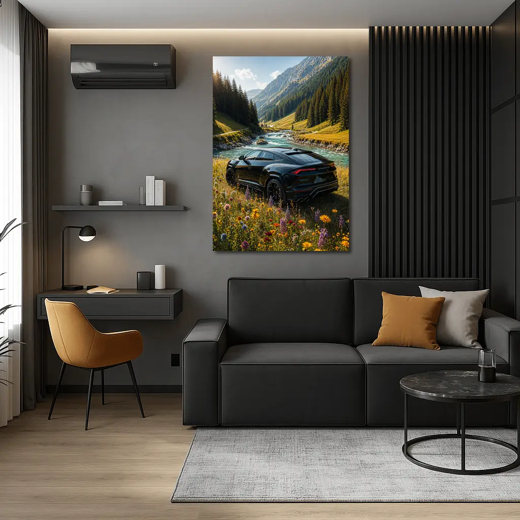 Lamborghini Urus Black SUV Mountain Valley – Wall Art