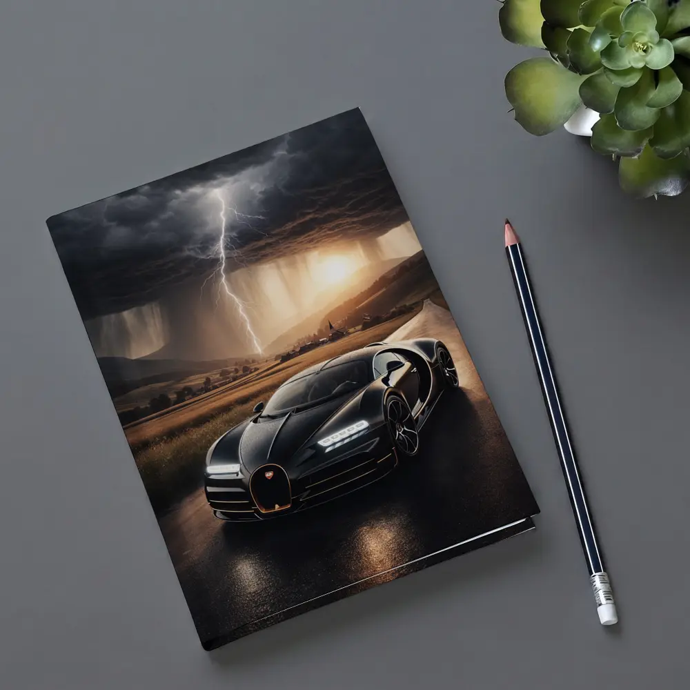 Bugatti La Voiture Noire Thunderstorm Road – Notebooks
