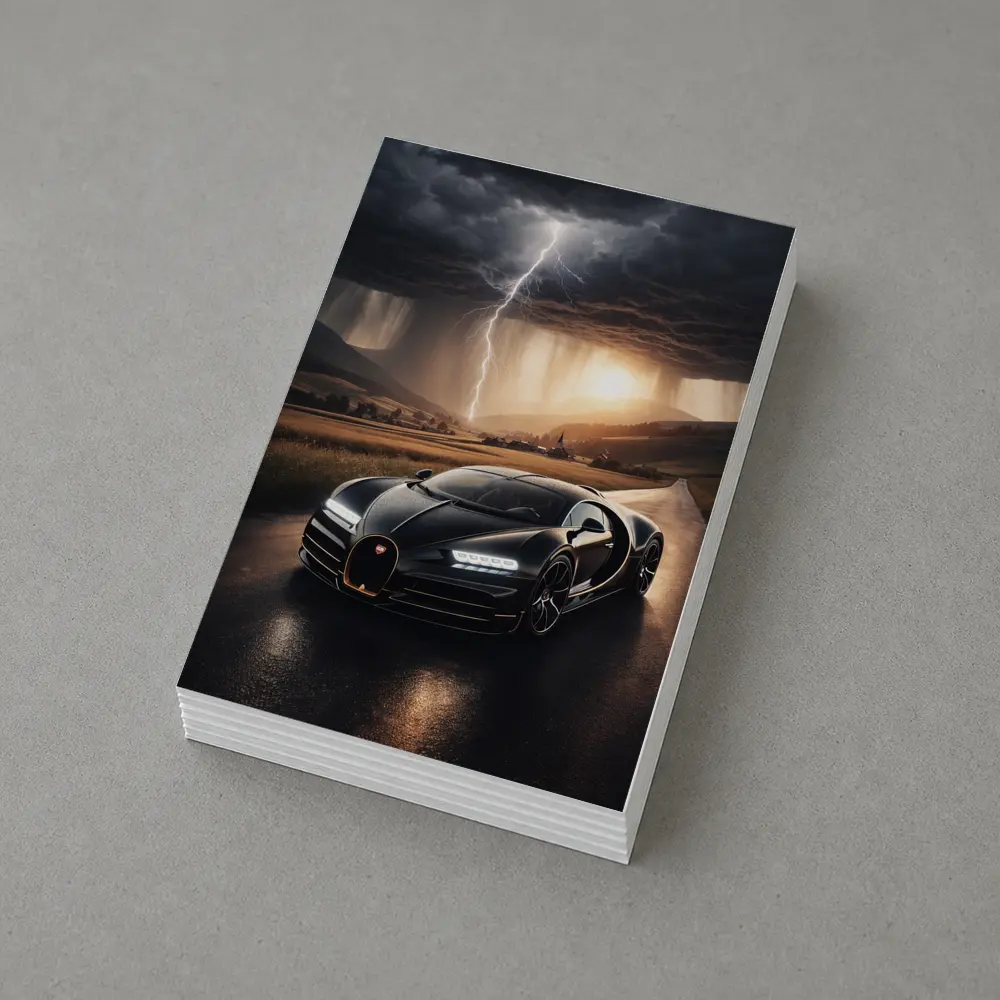Bugatti La Voiture Noire Thunderstorm Road – Postcards