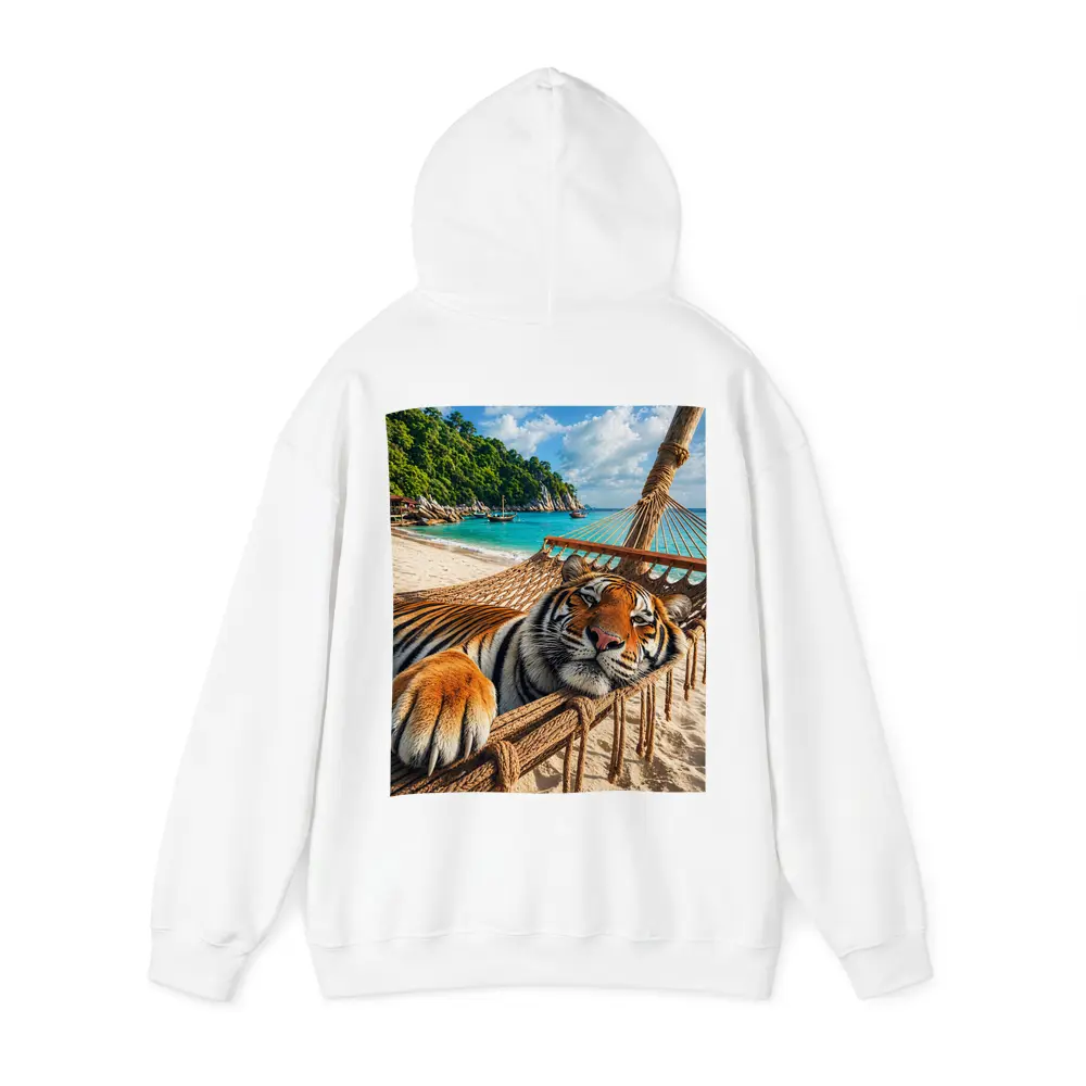 Tiger Relaxing in Hammock Tropical Beach – Hoodies